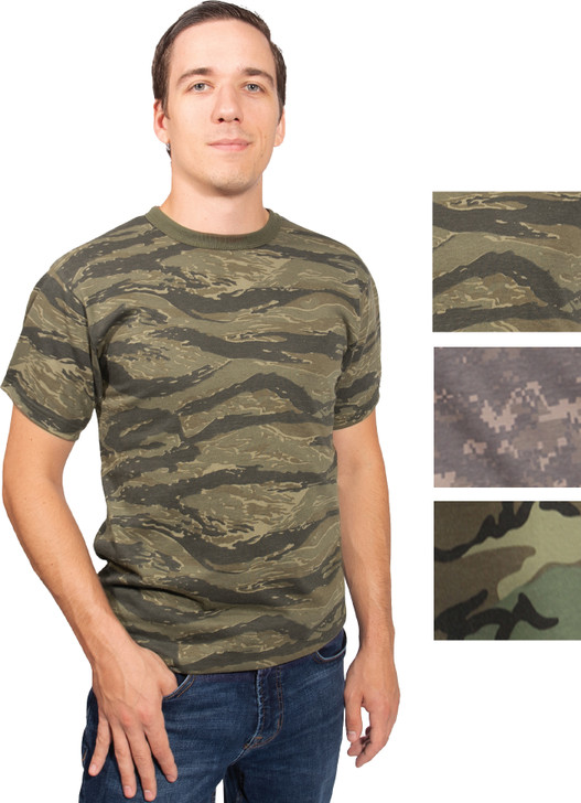 Mens Camo Tee Super Soft Vintage T-Shirt Army Camouflage Military Tactical Hunt