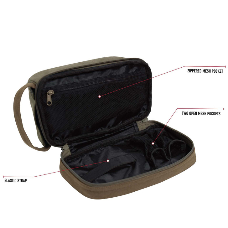 Deluxe Canvas Travel Kit Two Tone Dopp Toiletry Bag with Carry Handle