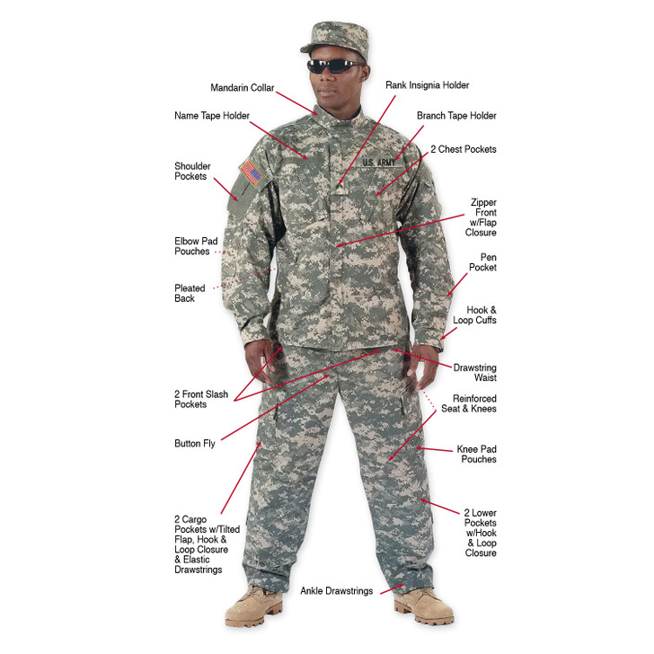 ACU Digital Camo Combat Uniform Shirt Military Tactical Long Sleeve Ripstop Army Field Shirt