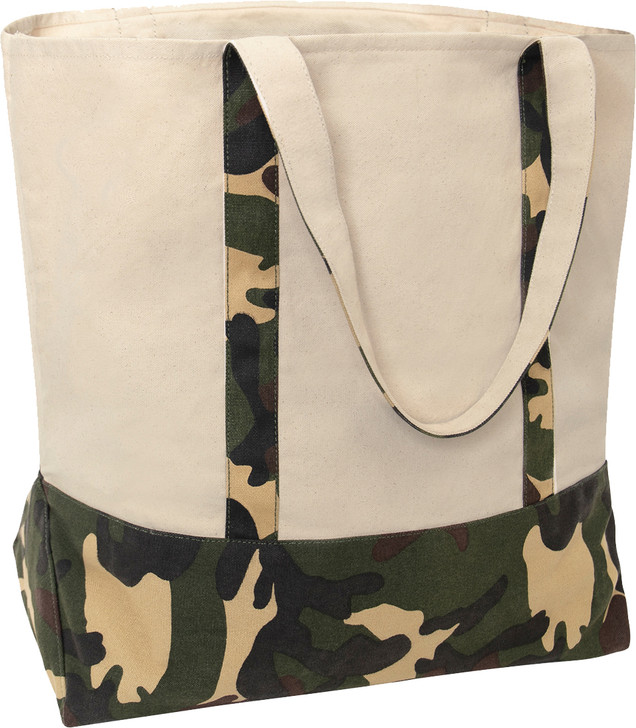 Large Canvas Tote Shopping Bag Camo Reusable Grocery Two Tone Carry All