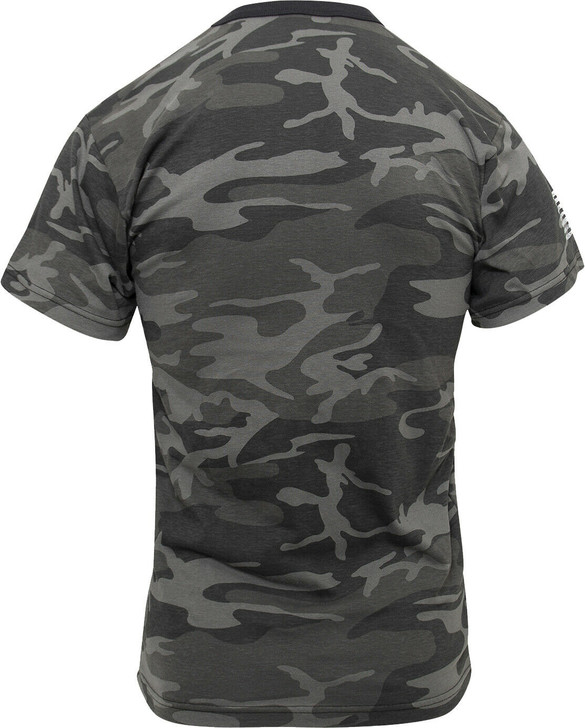 Men's Black Camo US Flag T-Shirt Military Short Sleeve Camo Top