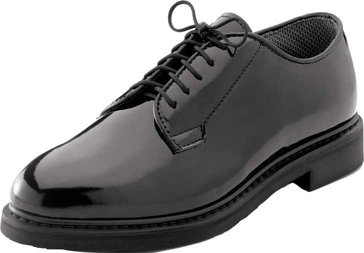Black High Gloss Shiny Oxfords Uniform Shoes Formal Dress Military Duty Security Work Shoe