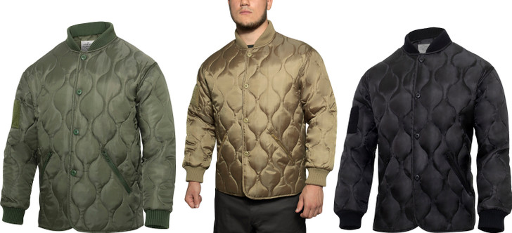 Quilted Lightweight Woobie Jacket Poncho Liner Inspired Button Up Utility Coat