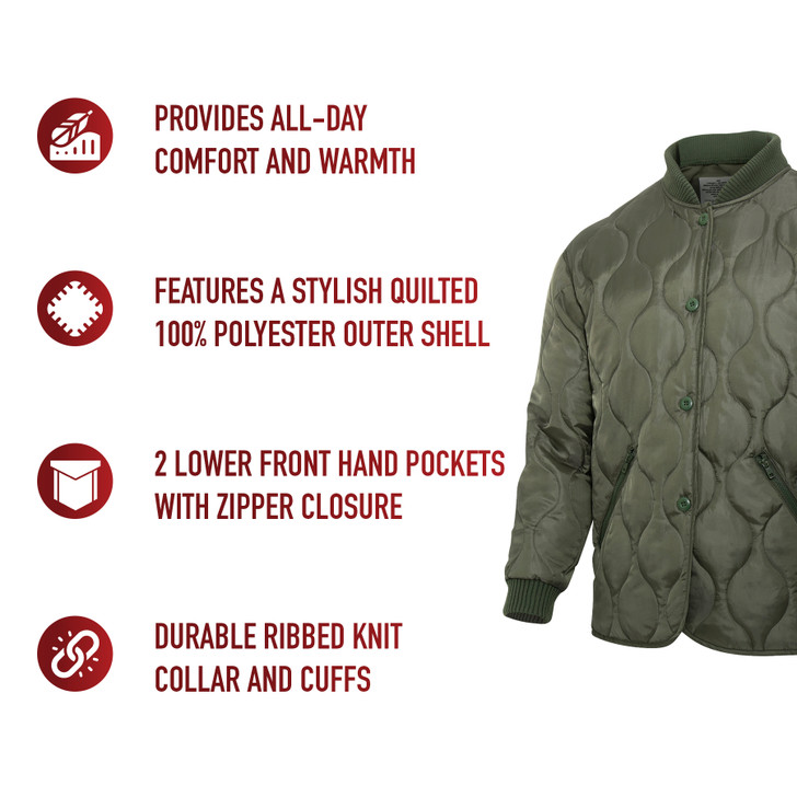 Mens Quilted Woobie Jacket Warm Insulated Poncho Liner Lightweight Full Zip Coat