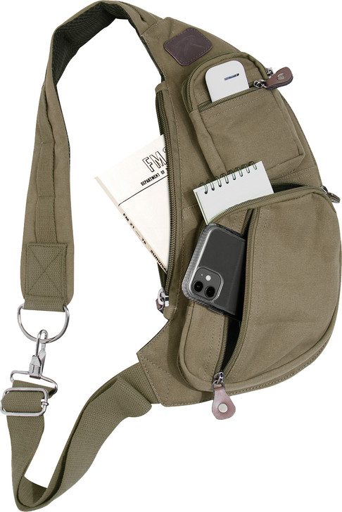 Compact Crossbody Canvas Vintage Sling Bag Shoulder Bag Or Chest Pack