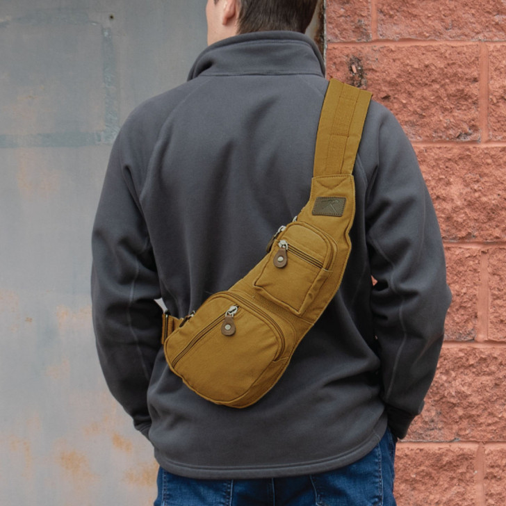 Compact Crossbody Canvas Vintage Sling Bag Shoulder Bag Or Chest Pack