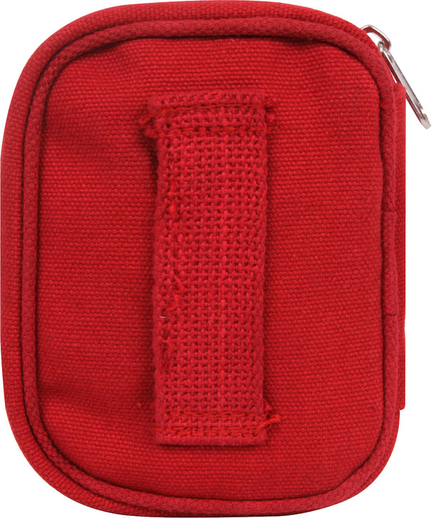 Red First Aid Tactical Canvas Pouch with White Cross Mini Small Side Zipper Kit Back with Belt Loop