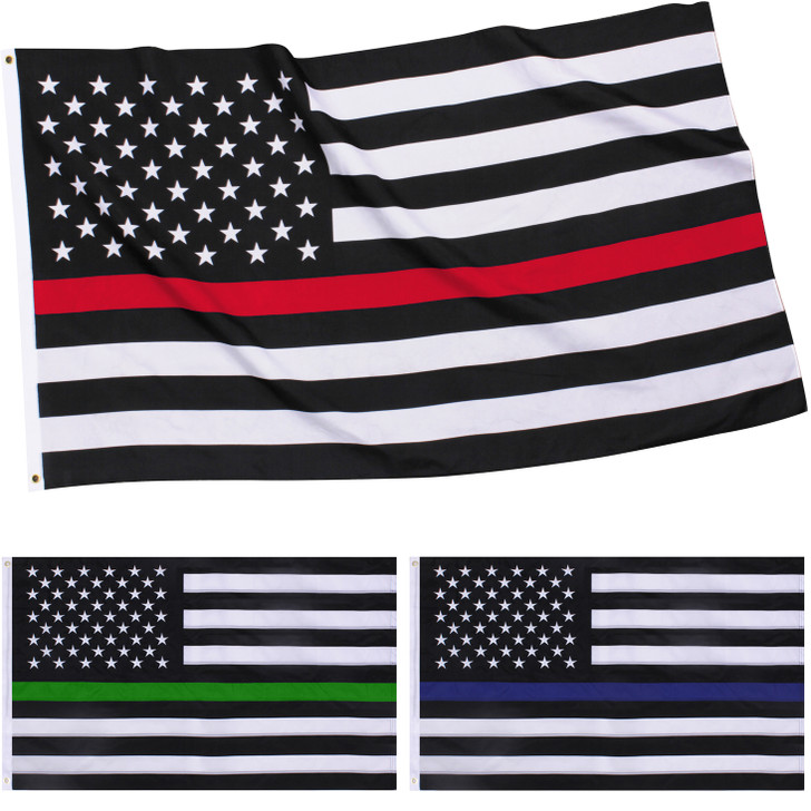 Thin Line American US Flag Support Patriotic Memorial Red Blue Green