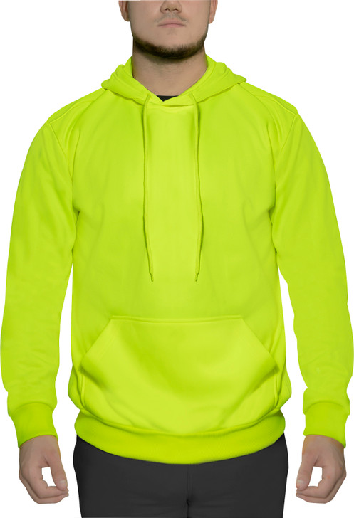 Safety Green Reflective High Visibility Hooded Performance Sweatshirt
