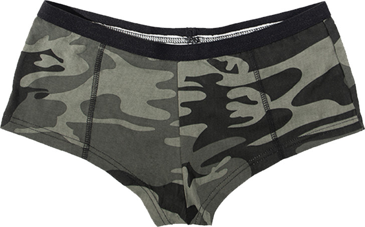Womens Black Camo "Booty Camp" Booty Shorts Slim Fit Tight Lounge Underwear