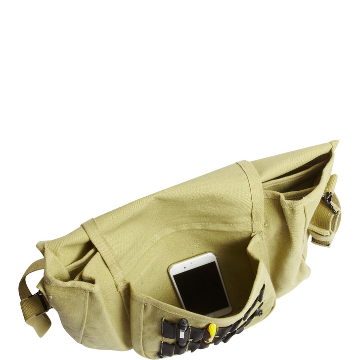 Khaki Israeli Paratrooper Messenger Bag Heavy Duty Canvas Shoulder Bag with Red Emblem