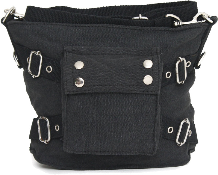 Mini Biker Gothic Shoulder Purse Bag with Strap | Cool Look Feel & Design Black Shoulder Bag Great work & everyday bag!