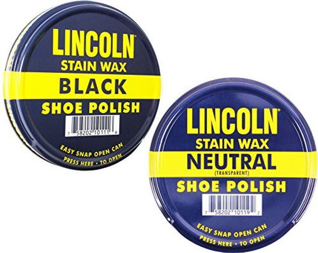 Lincoln USMC Original Stain Wax Shoe Polish Cans Value Pack (2 Colors - Black & Neutral)