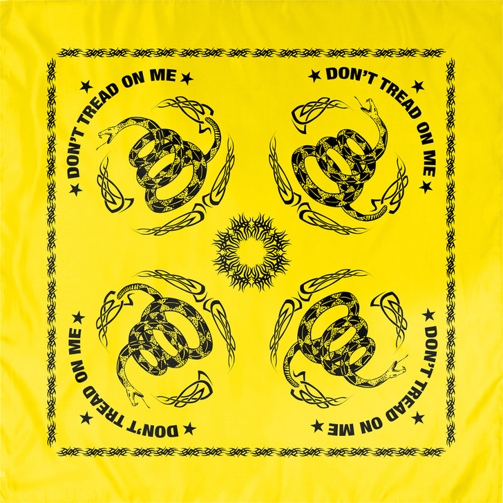 Yellow Don't Tread On Me Flag Cotton Biker Skull Bandana (22" x 22")