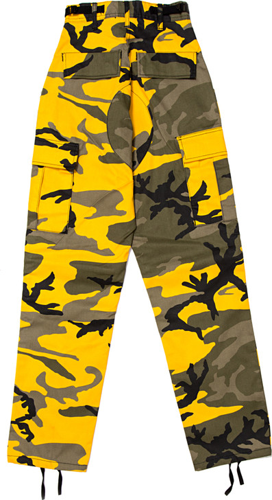 Yellow Camouflage Military BDU Pants Cargo Fatigues Fashion Trouser Camo Bottoms