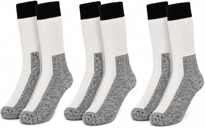ARMYU Heavyweight Thermal Thick Insulated Boot Socks - Skiing Hiking Camping - Extra Warm Cold Weather (3 Pairs)
