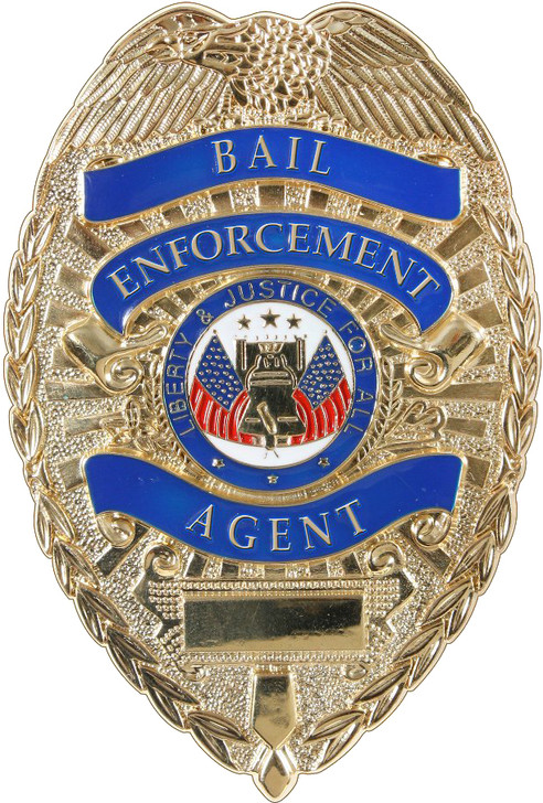 Gold Bail Enforcement Agent Badge | Deluxe Bail Police Guard Pin-On Shield