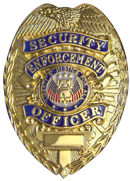 Gold Security Enforcement Officer Badge | Deluxe Security Guard Pin-On Shield