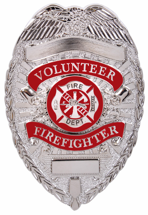 Silver Fire Department Badge | Deluxe Fire Dept Shield