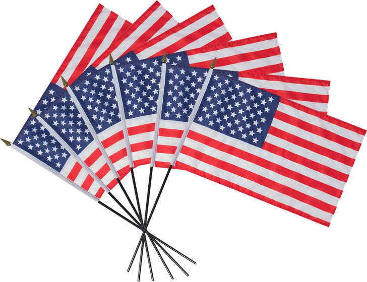 Six Pack US Stick Flag Parades And Decorations USA Flag