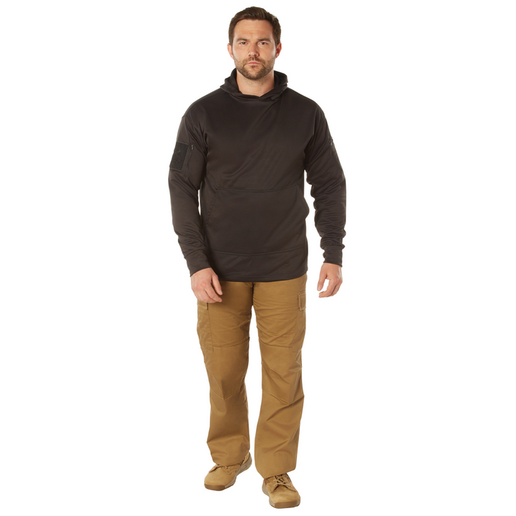 Mens Solid Concealed Carry Hoodie Pass Through Kangaroo Pocket CCW