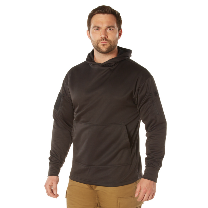 Mens Solid Concealed Carry Hoodie Pass Through Kangaroo Pocket CCW