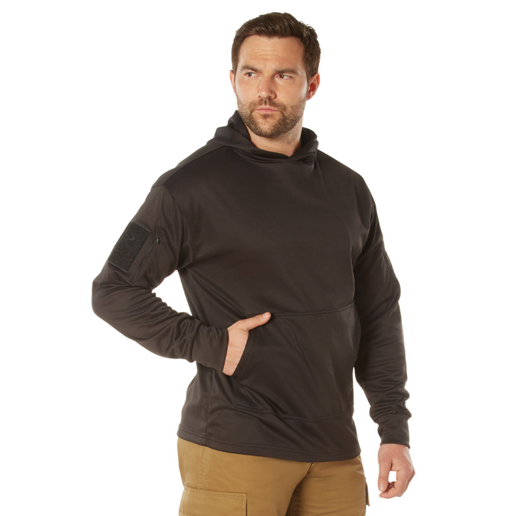 Mens Solid Concealed Carry Hoodie Pass Through Kangaroo Pocket CCW