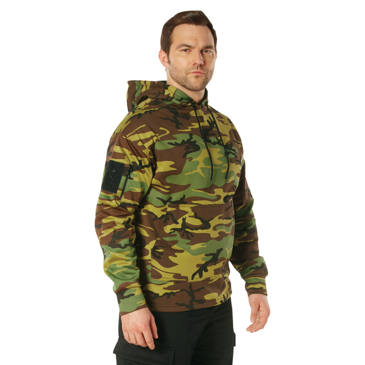 Mens Solid Concealed Carry Hoodie Pass Through Kangaroo Pocket CCW