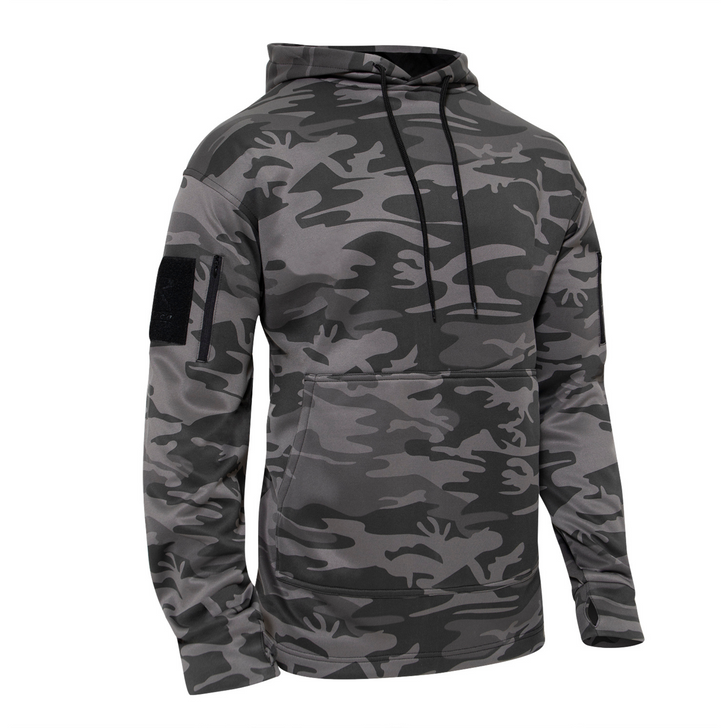 Mens Solid Concealed Carry Hoodie Pass Through Kangaroo Pocket CCW
