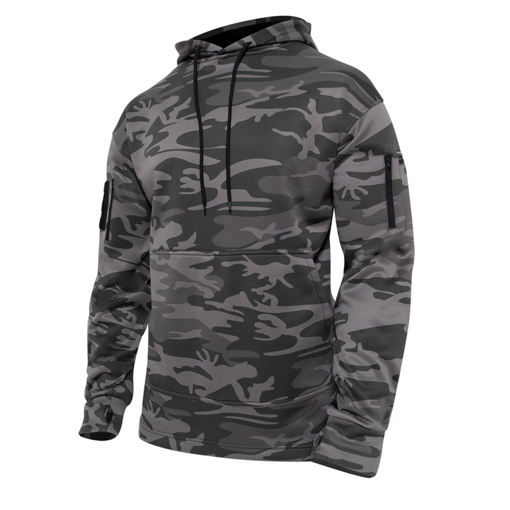 Mens Solid Concealed Carry Hoodie Pass Through Kangaroo Pocket CCW