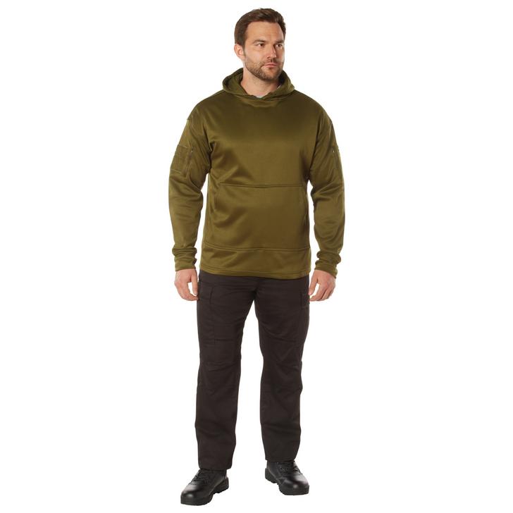 Mens Solid Concealed Carry Hoodie Pass Through Kangaroo Pocket CCW