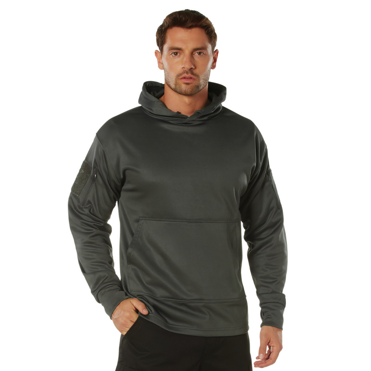 Mens Solid Concealed Carry Hoodie Pass Through Kangaroo Pocket CCW