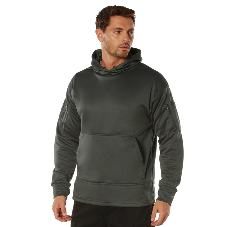 Mens Solid Concealed Carry Hoodie Pass Through Kangaroo Pocket CCW