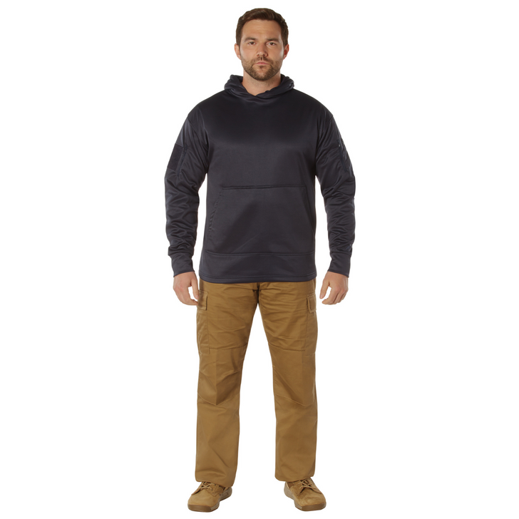 Mens Solid Concealed Carry Hoodie Pass Through Kangaroo Pocket CCW