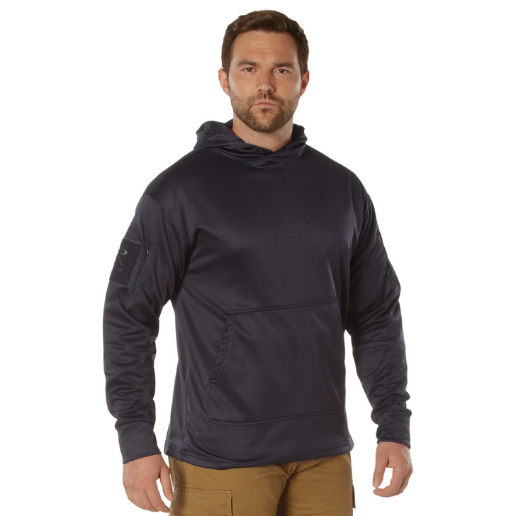 Mens Solid Concealed Carry Hoodie Pass Through Kangaroo Pocket CCW