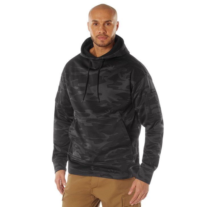 Mens Solid Concealed Carry Hoodie Pass Through Kangaroo Pocket CCW