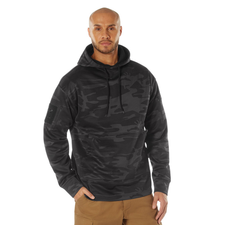 Mens Solid Concealed Carry Hoodie Pass Through Kangaroo Pocket CCW