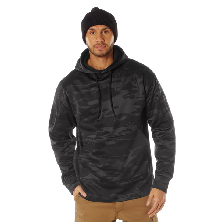 Mens Solid Concealed Carry Hoodie Pass Through Kangaroo Pocket CCW