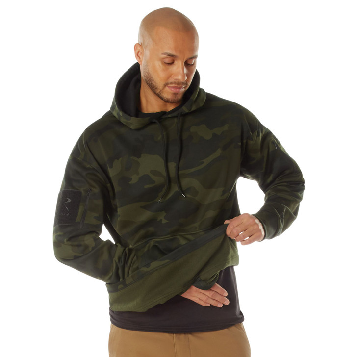 Mens Solid Concealed Carry Hoodie Pass Through Kangaroo Pocket CCW