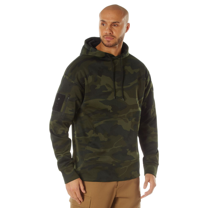 Mens Solid Concealed Carry Hoodie Pass Through Kangaroo Pocket CCW