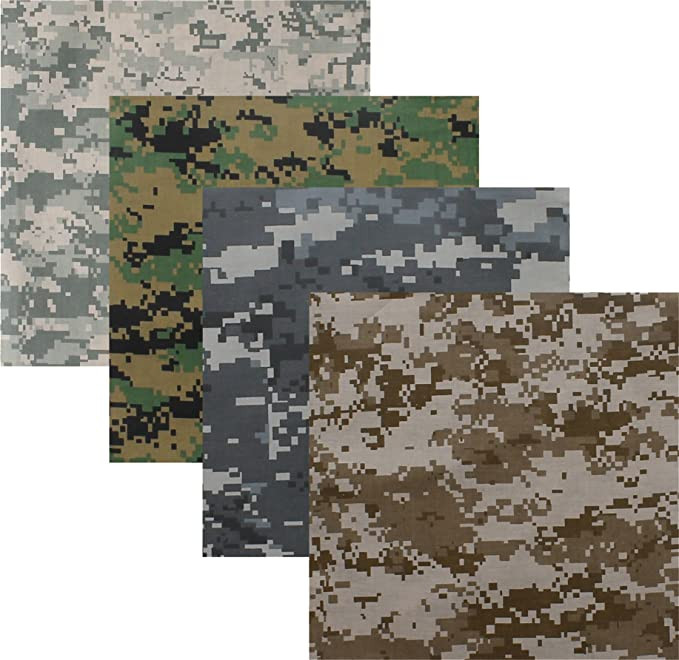 ARMYU Bandanas Head Scarf Cotton Bandanna Face Neck Headwraps 22" x 22" 4 Pack