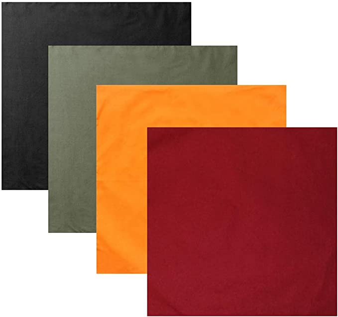 ARMYU Bandanas Head Scarf Cotton Bandanna Face Neck Headwraps 22" x 22" 4 Pack