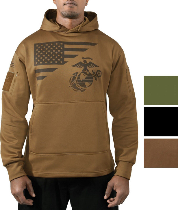 USMC Eagle Flag Concealed Carry Hoodie Globe & Anchor US Marines Sweatshirt