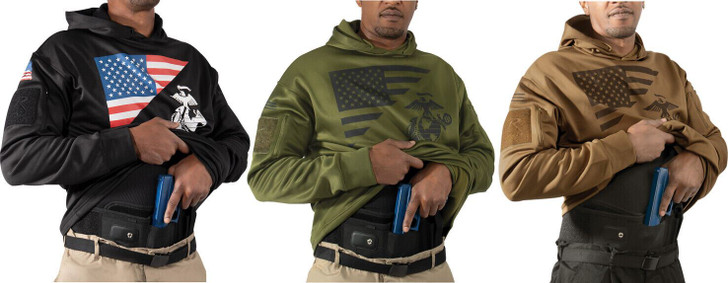 USMC Eagle Flag Concealed Carry Hoodie Globe & Anchor US Marines Sweatshirt