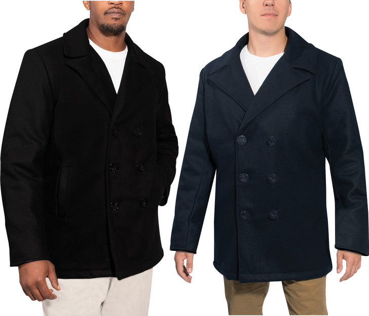 Deluxe Peacoat US Navy Sailors Style Military Cold Weather Heavyweight Jacket