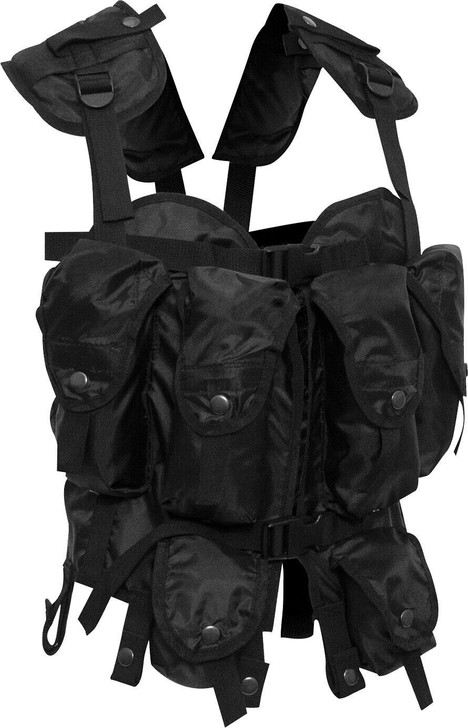 Black Tactical Assault Gear Vest Multi Pocket Military Police Airsoft Paintball