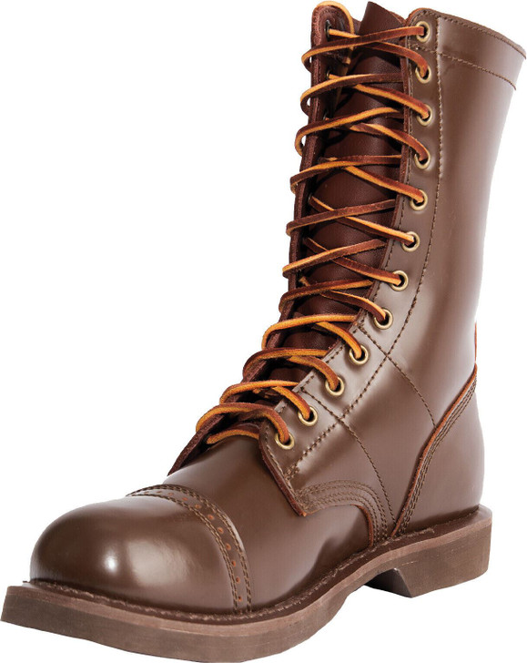 Brown Leather Military Jump Boots 10 Inches Tactical Army Lace Up Impact