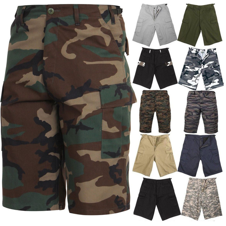 Tactical Extra Long BDU Cargo Shorts Camo Uniform Military Below Knee Fatigue Short