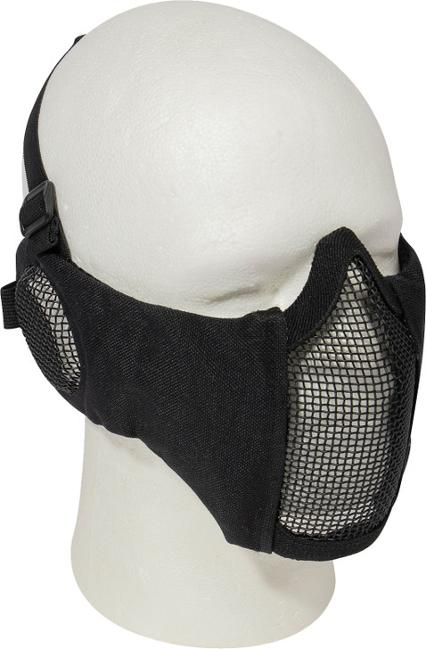 Black Steel Half Face Mask Cover with Ear Guard Safe Reliable Airsoft Paintball