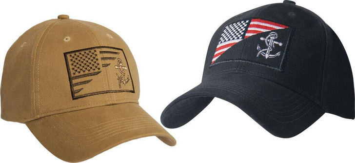 US Navy Anchor / Flag Low Profile Cap American Flag Baseball Adjustable Cap